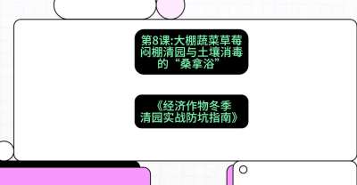 第8节：【大棚蔬菜草莓】闷棚清园与土壤消毒的&ldquo;桑拿浴&rdquo;，课程：《经济作物冬季清园&middot;实战防坑指南》#识农AI