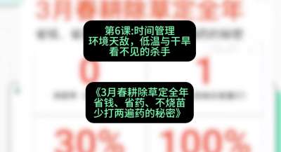 第6节：时间管理环境天敌，低温与干旱&mdash;&mdash;看不见的杀手，课程：《3月春耕除草定全年：省钱、省药、不烧苗、少打两遍药的秘密》